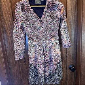 Anthropologie Maeve Amethyst Smocked Button Down Bodice Dress